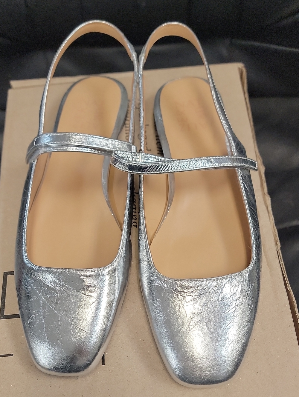 Naturalizer Silver Mary Jane Slingback Flats